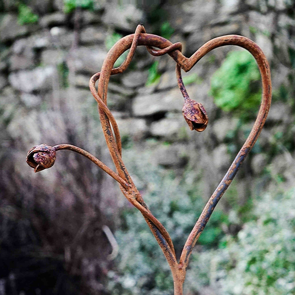 Rusty metal Climbing Rose Heart. Garden flower sculpture image 3