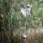 Stainless Steel Woodland Fairy on Rusty Metal Seed Head. Garden art sculpture image 5