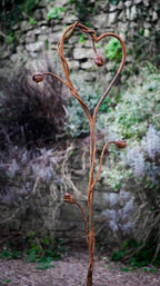 Rusty metal Climbing Rose Heart. Garden flower sculpture image 4