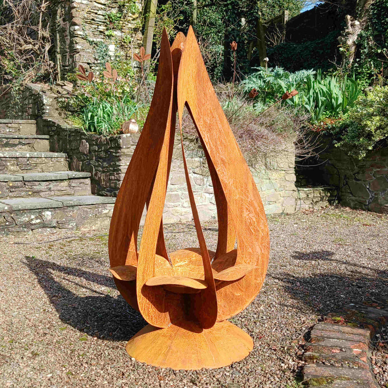 Tall flame flower sculpture