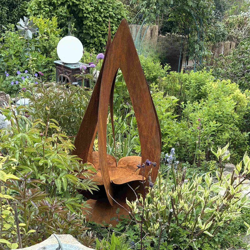 Tall flame flower sculpture