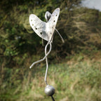 Stainless Steel Woodland Fairy on Rusty Metal Seed Head. Garden art sculpture image 0