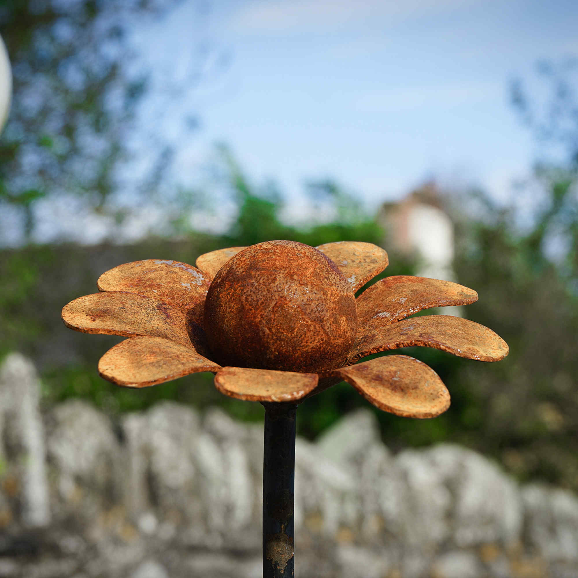 Large rusty metal Chamomile. Garden art flower sculpture image 4